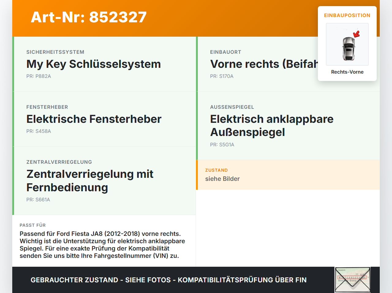 Ford Fiesta JA8 VII 12-18 Steuergerät ECU Modul Türsteuergerät Rechts Vorne Ford Fiesta JA8 VII 12-18 29.01.2015... Vorschau 3