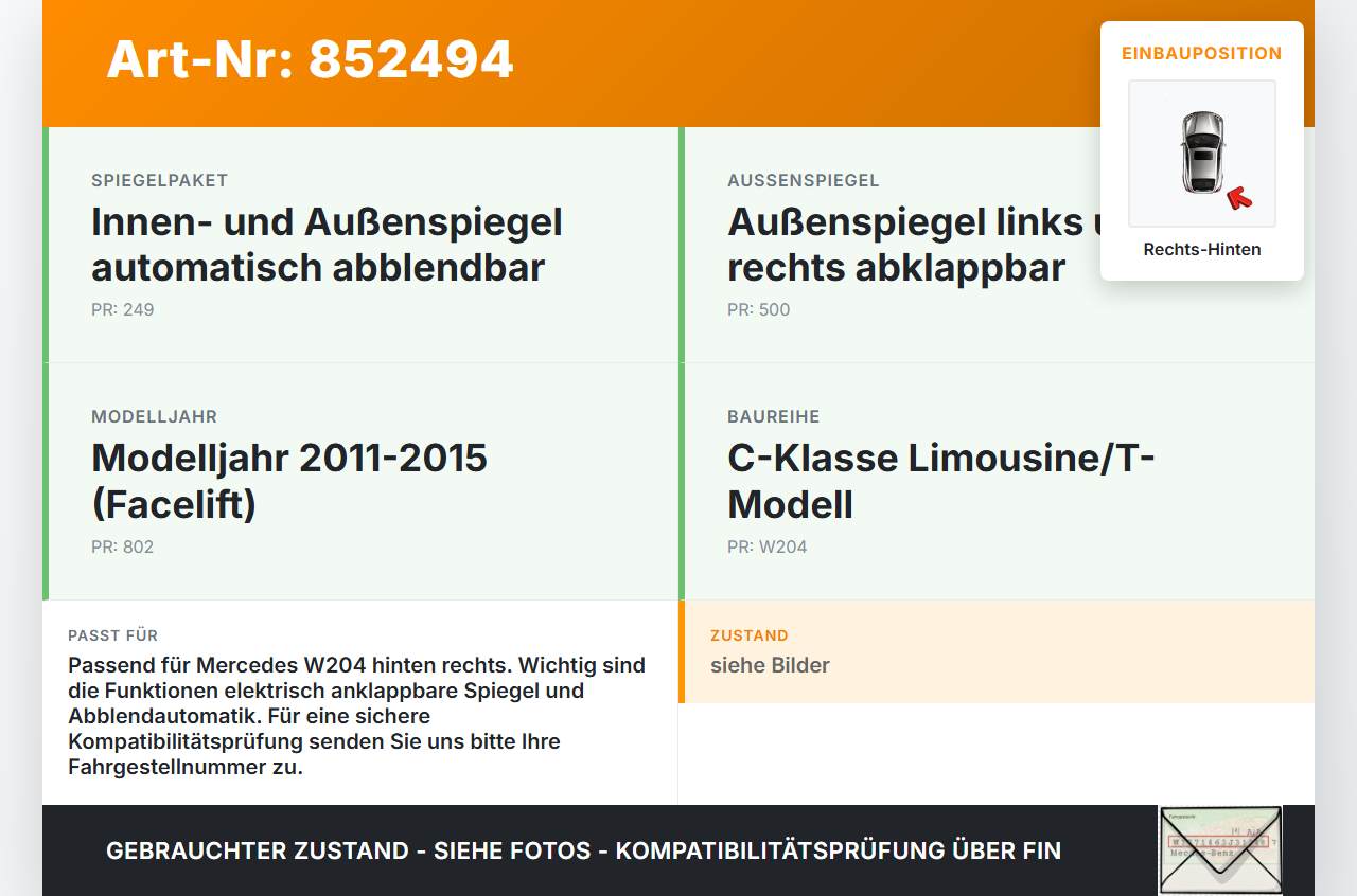 Mercedes W204 C180 11-15 Steuergerät ECU Modul Türsteuergerät Rechts Hinten Mercedes W204 C180 11-15 23.08.2012... Vorschau 3