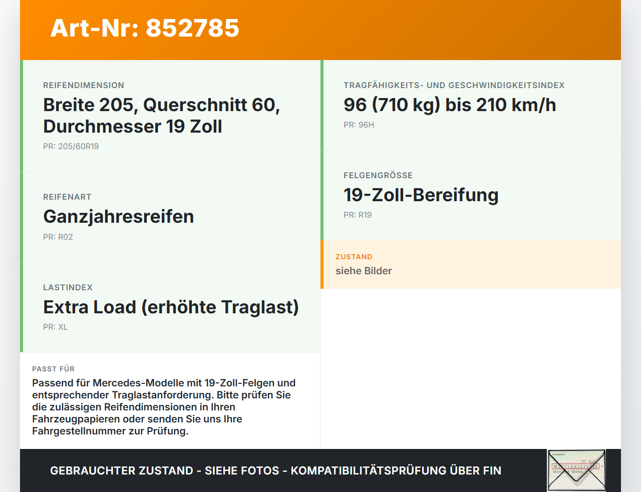Mercedes W204 C180 11-15 4x Reifen Ganzjahresreifen Continental 205/60R19 96HXL 5.4-7.6mm Mercedes W204 C180 11-15... Vorschau 3