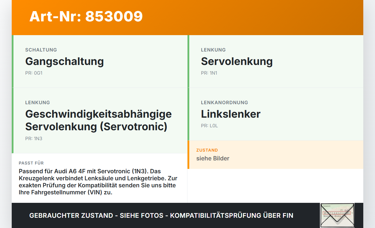 Audi A6 4F C6 04-08 Lenkungsteil Kreuzgelenk Audi A6 4F C6 04-08 29.05.2008 gebraucht Vorschau 3