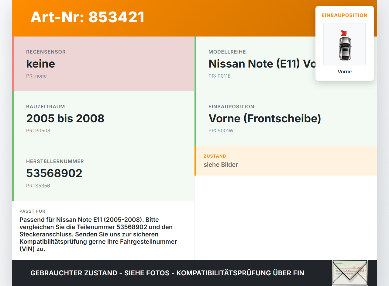 Nissan Note E11 05-08 Wischermotor Vorne mit Gestänge Nissan Note E11 05-08 22.12.2008 53568902 gebraucht Vorschau 3