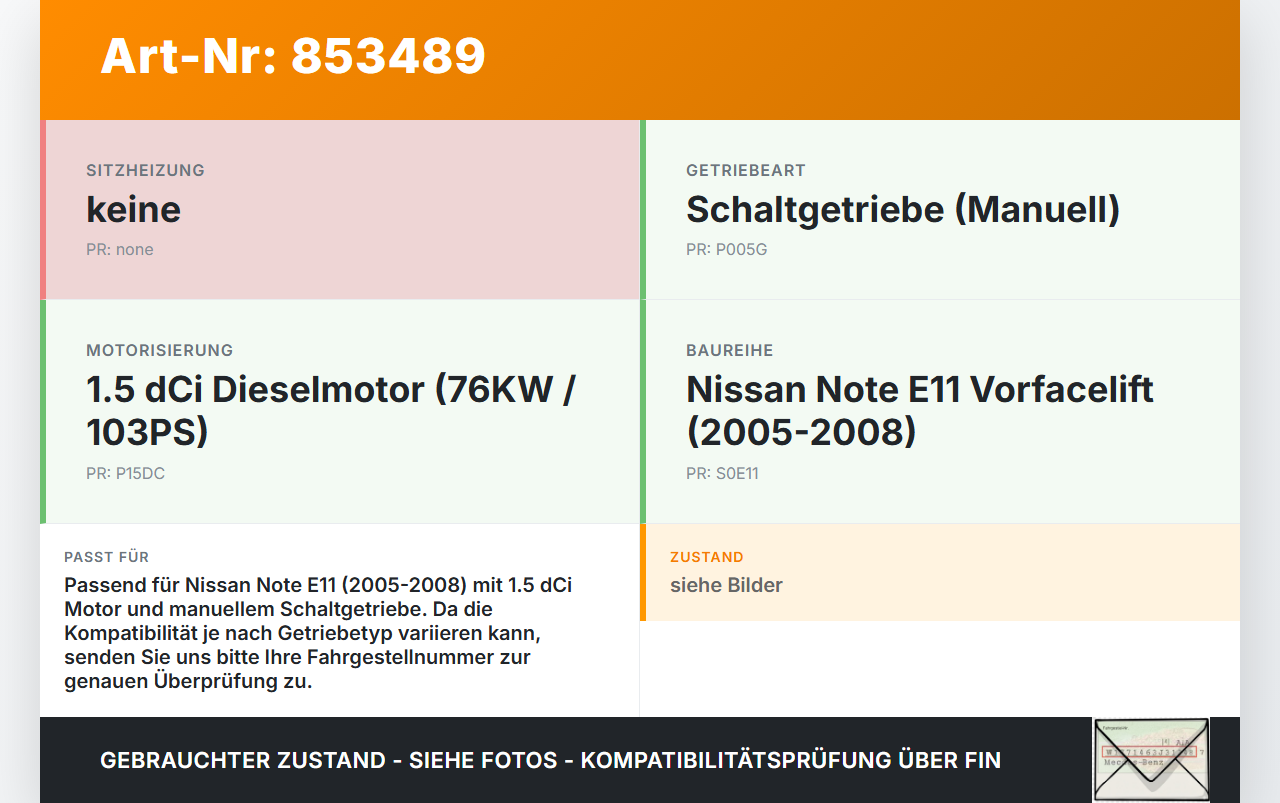 Nissan Note E11 05-08 dCi 1,5 76KW Schaltkulisse Schalthebel Nissan Note E11 05-08 22.12.2008 gebraucht Vorschau 3