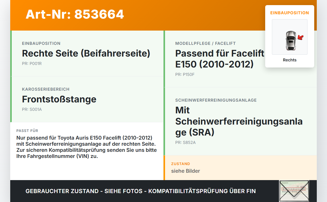 Toyota Auris ZW E150 10-12 Waschdüse für Scheinwerfer Rechts Toyota Auris ZW E150 10-12 27.10.2010 gebraucht Vorschau 3