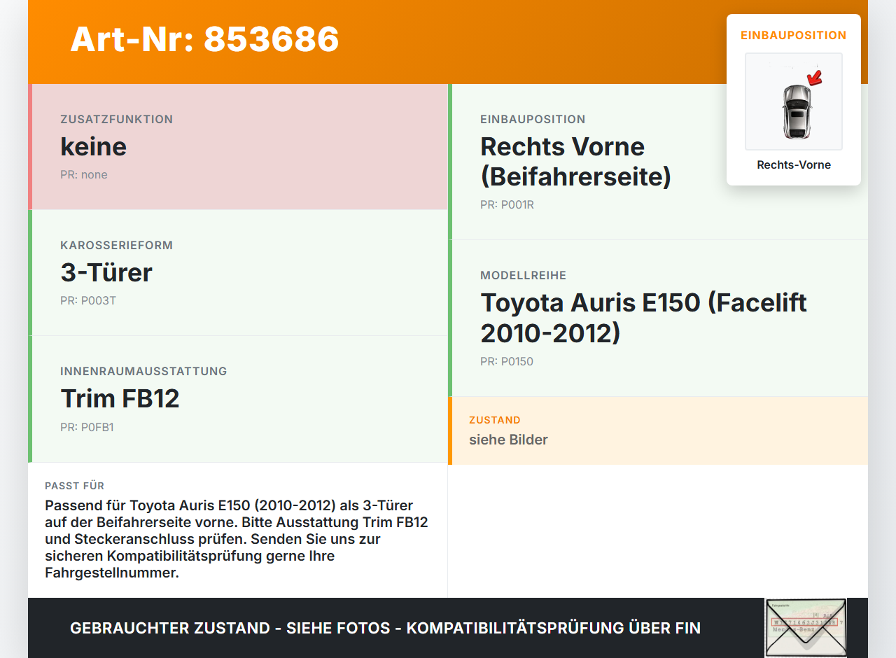 Toyota Auris ZW E150 10-12 3T Fensterheberschalter Schalter Rechts Vorne Toyota Auris ZW E150 10-12 27.10.2010 gebraucht Vorschau 3
