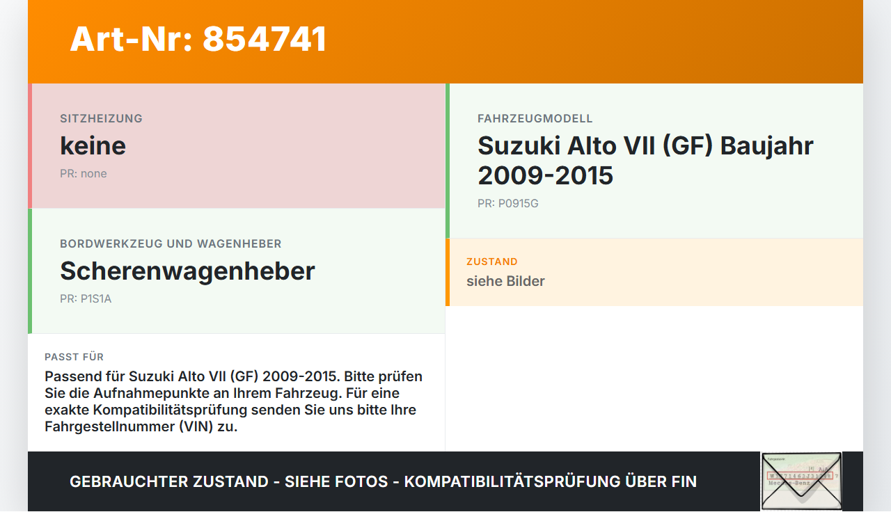 Suzuki Alto VII GF 09-15 Wagenheber Suzuki Alto VII GF 09-15 19.03.2010 gebraucht Vorschau 3