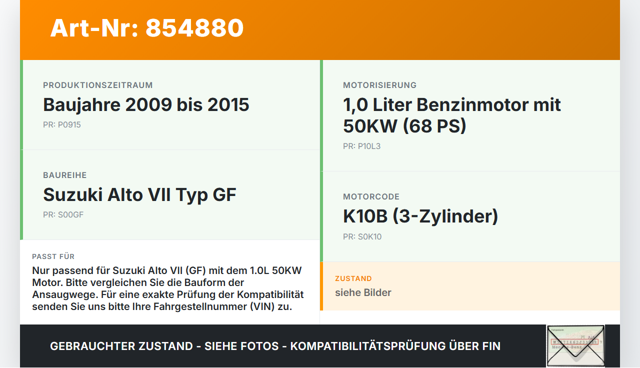 Suzuki Alto VII GF 09-15 1,0 50KW Ansaugbrücke Ansaugkrümmer Suzuki Alto VII GF 09-15 19.03.2010 gebraucht Vorschau 3