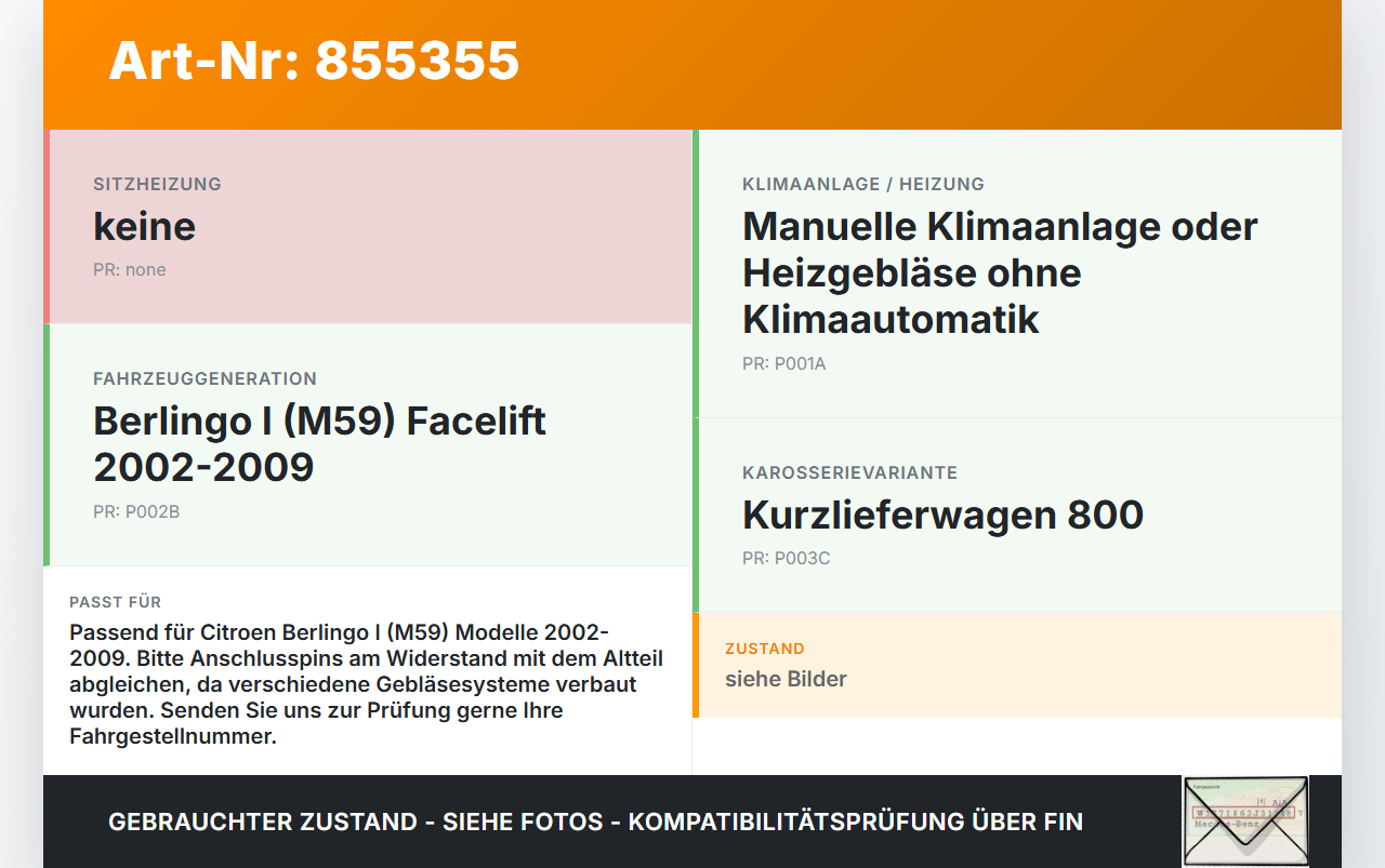 Citroen Berlingo I M59 02-09 Widerstand Gebläse Lüfter Citroen Berlingo I M59 02-09 02.06.2004 gebraucht Vorschau 3