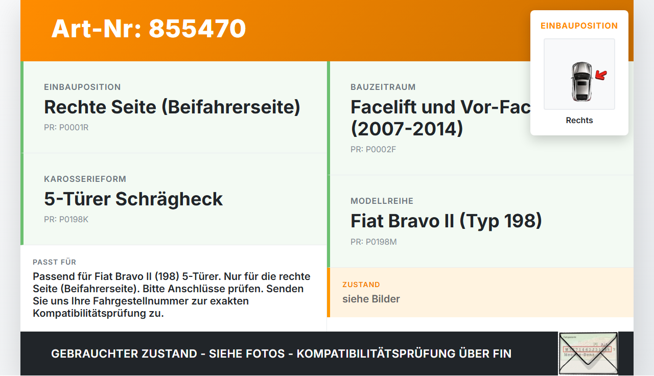 Fiat Bravo II 198 07-14 5T Rückleuchte Rücklicht Heckleuchte Rechts orig Fiat Bravo II 198 07-14 30.04.2008 gebraucht Vorschau 3