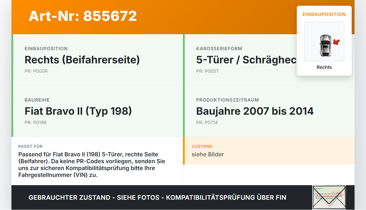 Fiat Bravo II 198 07-14 5T Scharnier für Motorhaube Motorhaubenscharnier Rechts Fiat Bravo II 198 07-14 30.04.2008... Vorschau 3