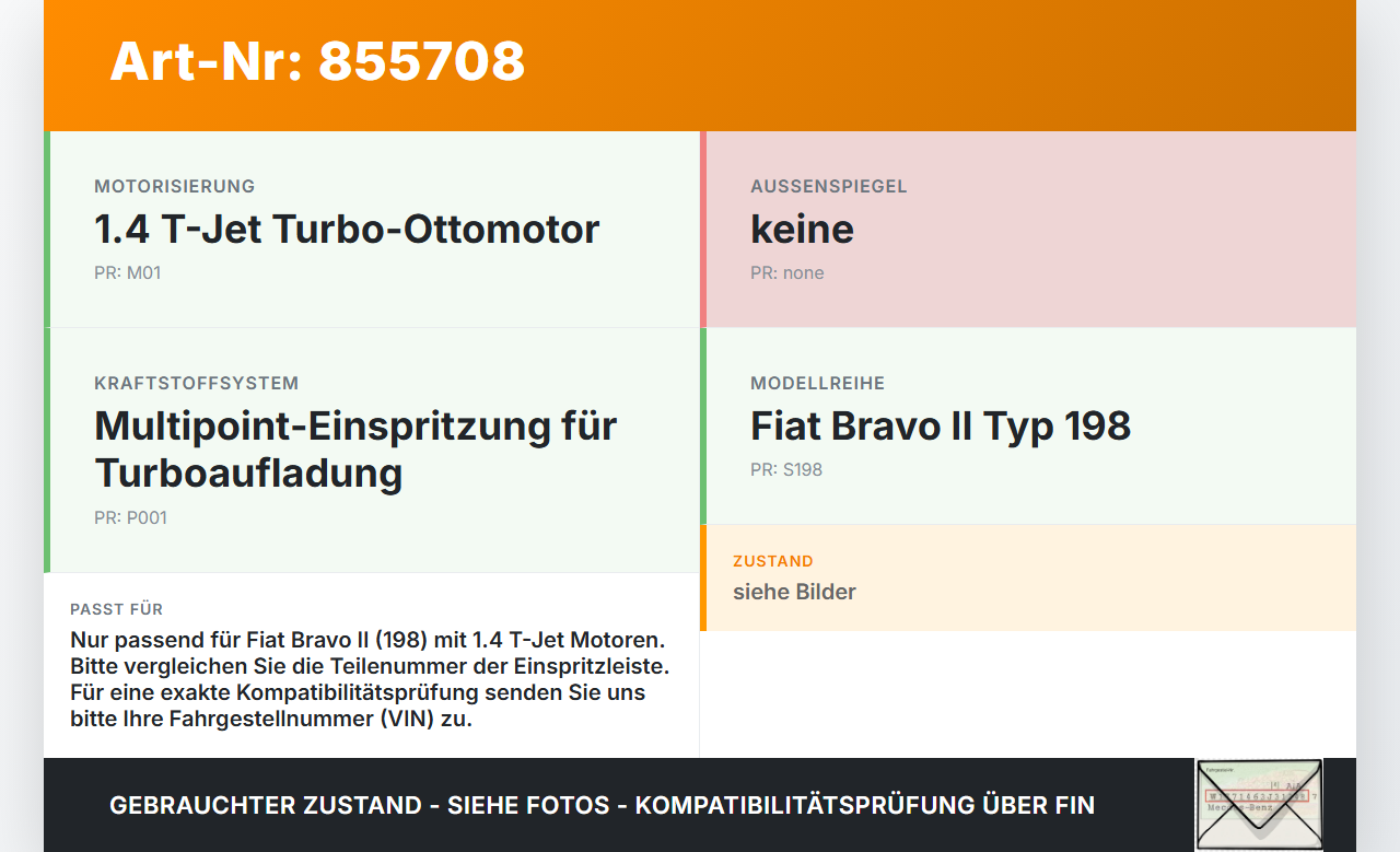 Fiat Bravo II 198 07-14 T-Jet 1,4 88KW Einspritzleiste Düsenstock für Einspritzanlage Fiat Bravo II 198 07-14... Vorschau 3