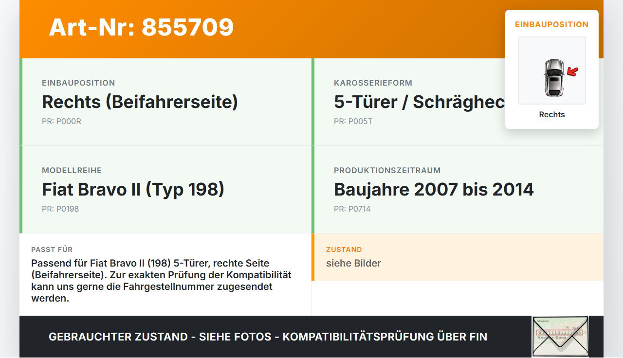 Fiat Bravo II 198 07-14 5T Scharnier für Motorhaube Motorhaubenscharnier Rechts Fiat Bravo II 198 07-14 30.04.2008... Vorschau 3