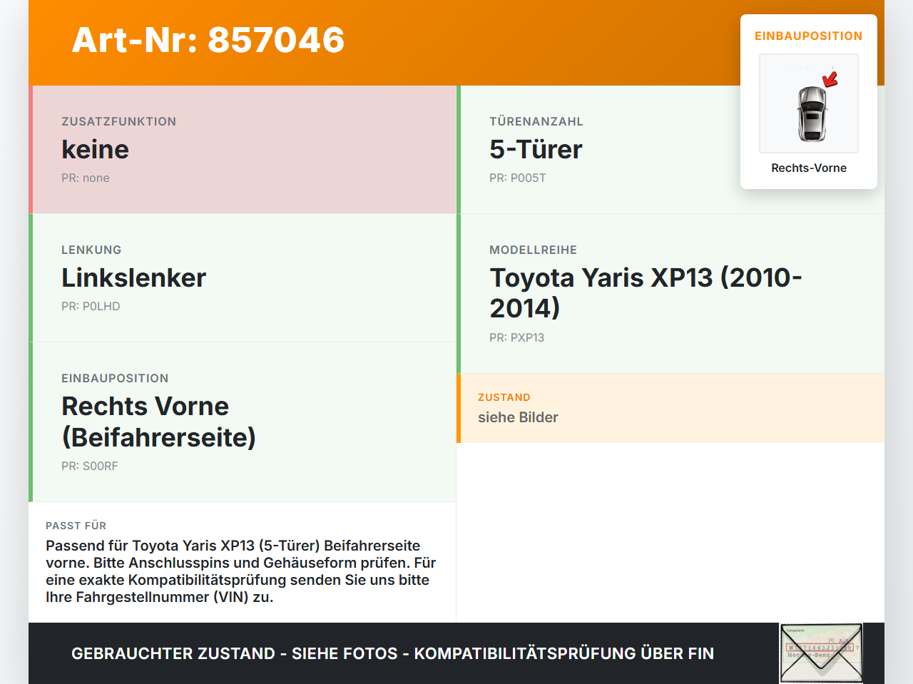 Toyota Yaris XP13 10-14 5T Fensterheberschalter Schalter Rechts Vorne Toyota Yaris XP13 10-14 18.04.2013 gebraucht Vorschau 3