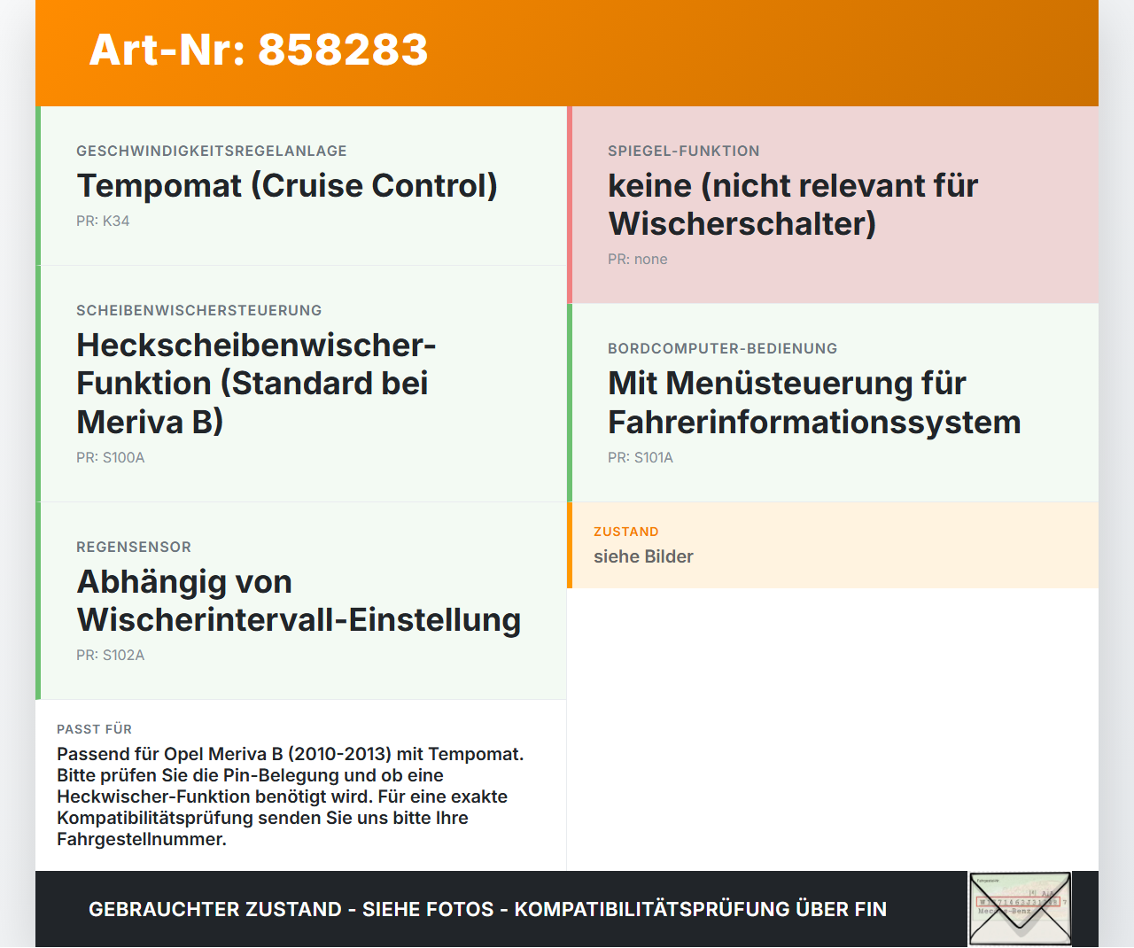 Opel Meriva B S10 10-13 Lenkstockschalter Wischerschalter Wischer Opel Meriva B S10 10-13 06.02.2012 13140310876... Vorschau 3