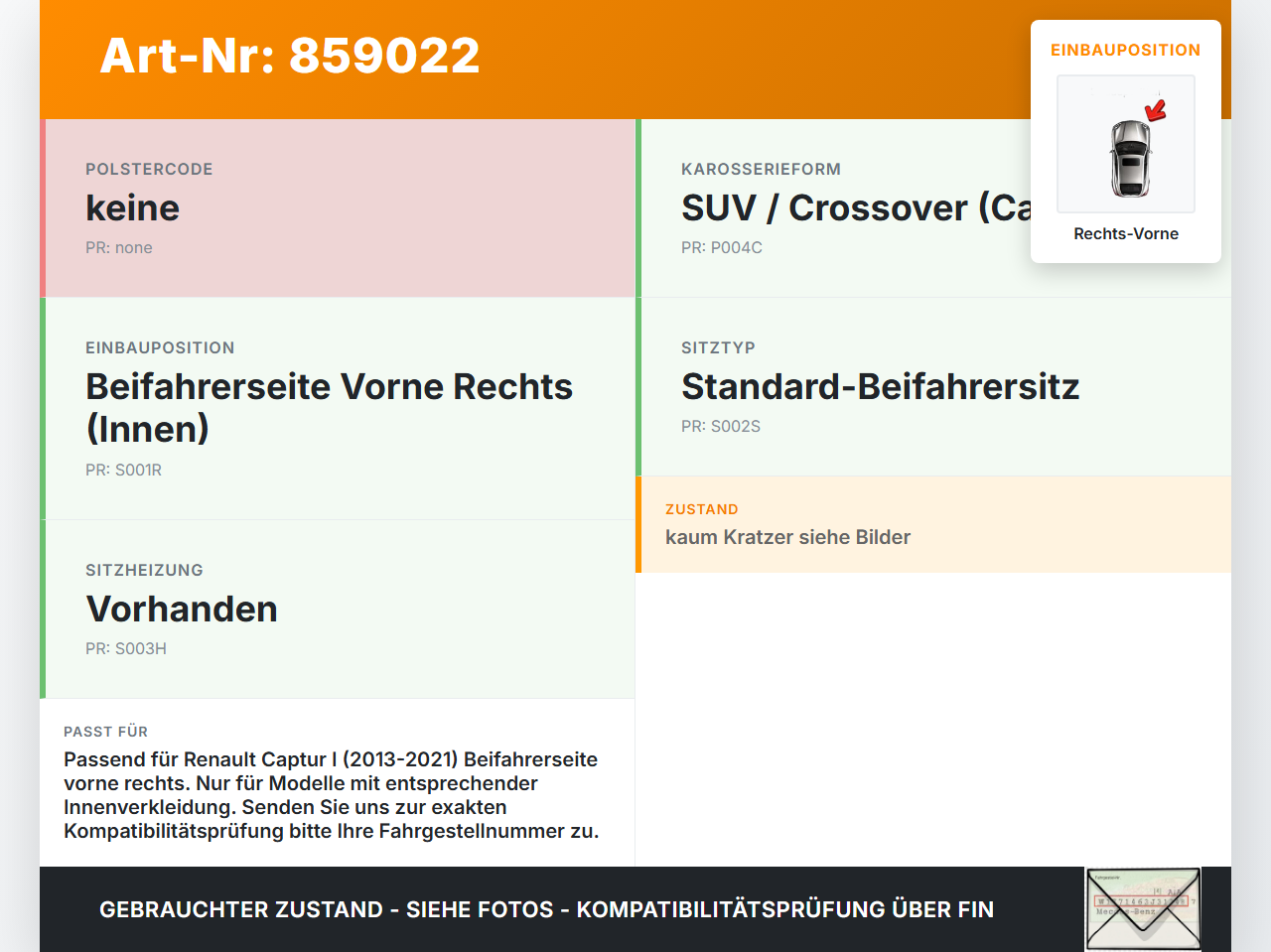 Renault Captur I  13-21 Blende Innen Seitenverkleidung für Beifahrer Sitz Rechts Vorne Renault Captur I  13-21... Vorschau 3