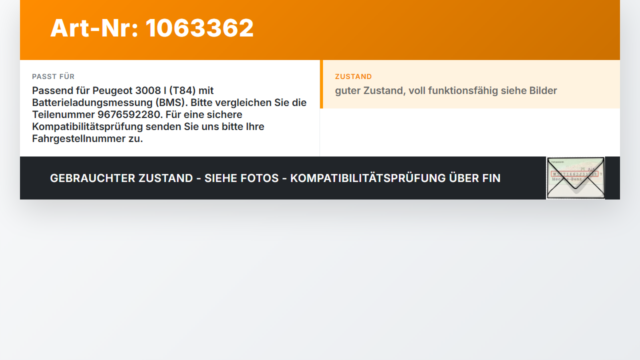 Peugeot 3008 I 0U 13-16 Überwachungsrelais und Batterieklemme Peugeot 3008 I 0U 13-16 02.01.2012 9676592280... Vorschau 3