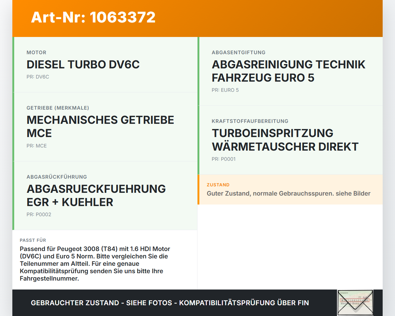 Peugeot 3008 I 0U 13-16 HDI 1,6 82KW Railsensor Drucksensor Peugeot 3008 I 0U 13-16 02.01.2012 251118780847 gebraucht Vorschau 3
