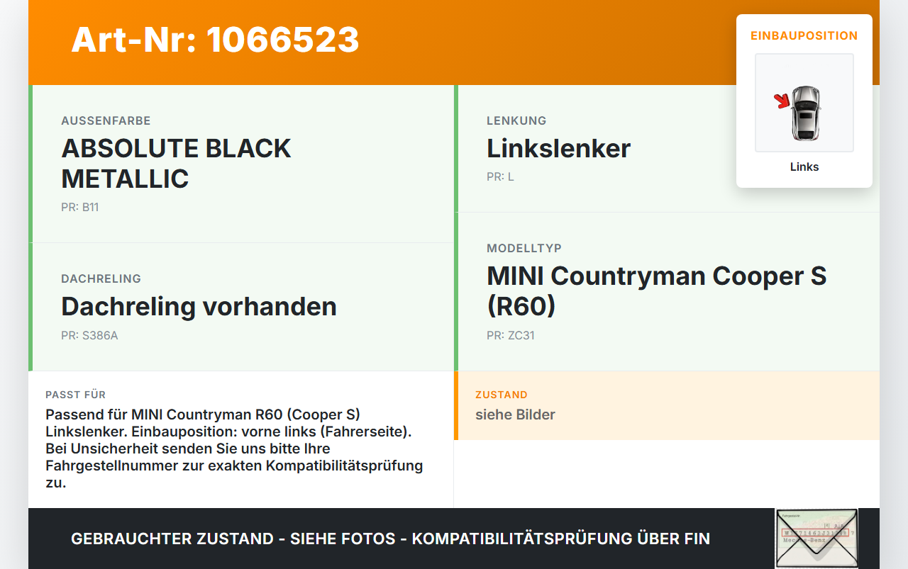 MINI Countryman R60 10-14 Scharnier für Motorhaube Motorhaubenscharnier Links MINI Countryman R60 10-14 08.12.2011... Vorschau 3