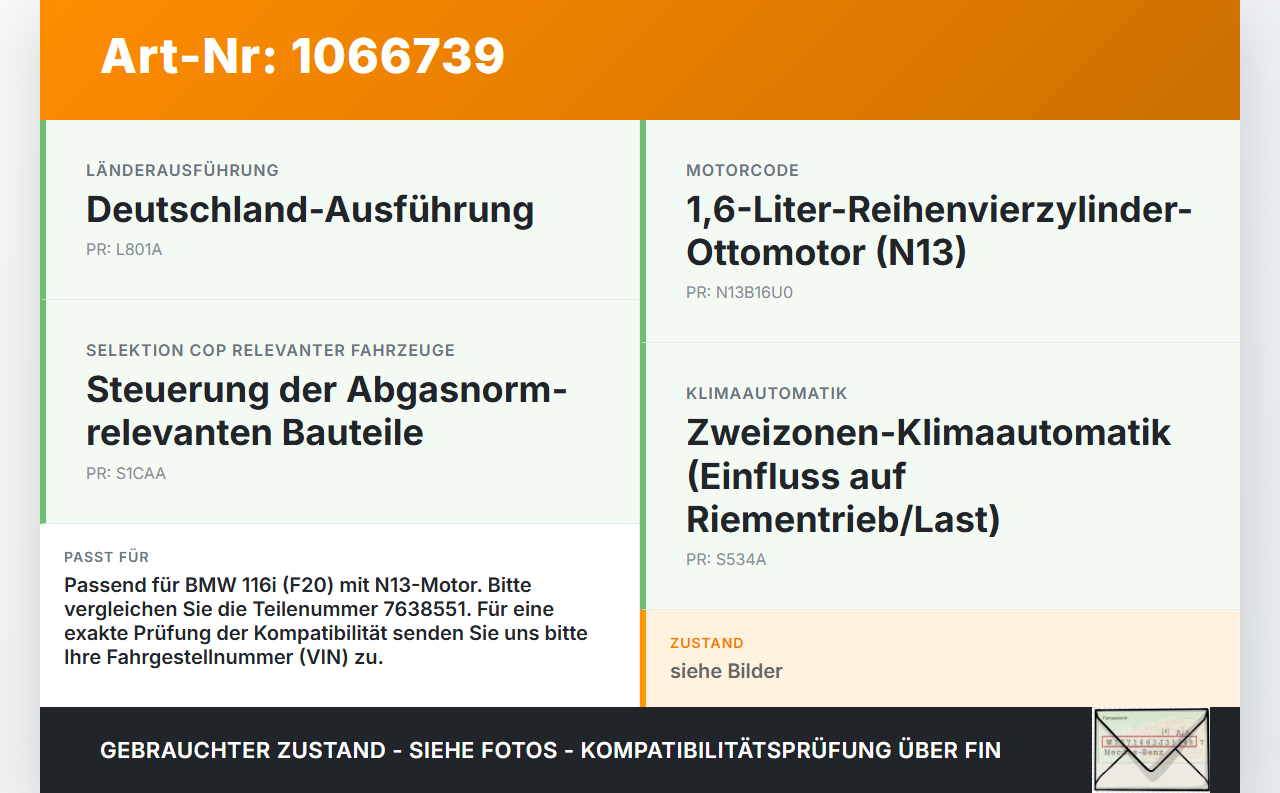 BMW 1er 116i F20 11-15 1,6 132KW N13B16U0 Riemenscheibe für Nockenwelle BMW 1er 116i F20 11-15 20.10.2011 7638551... Vorschau 3