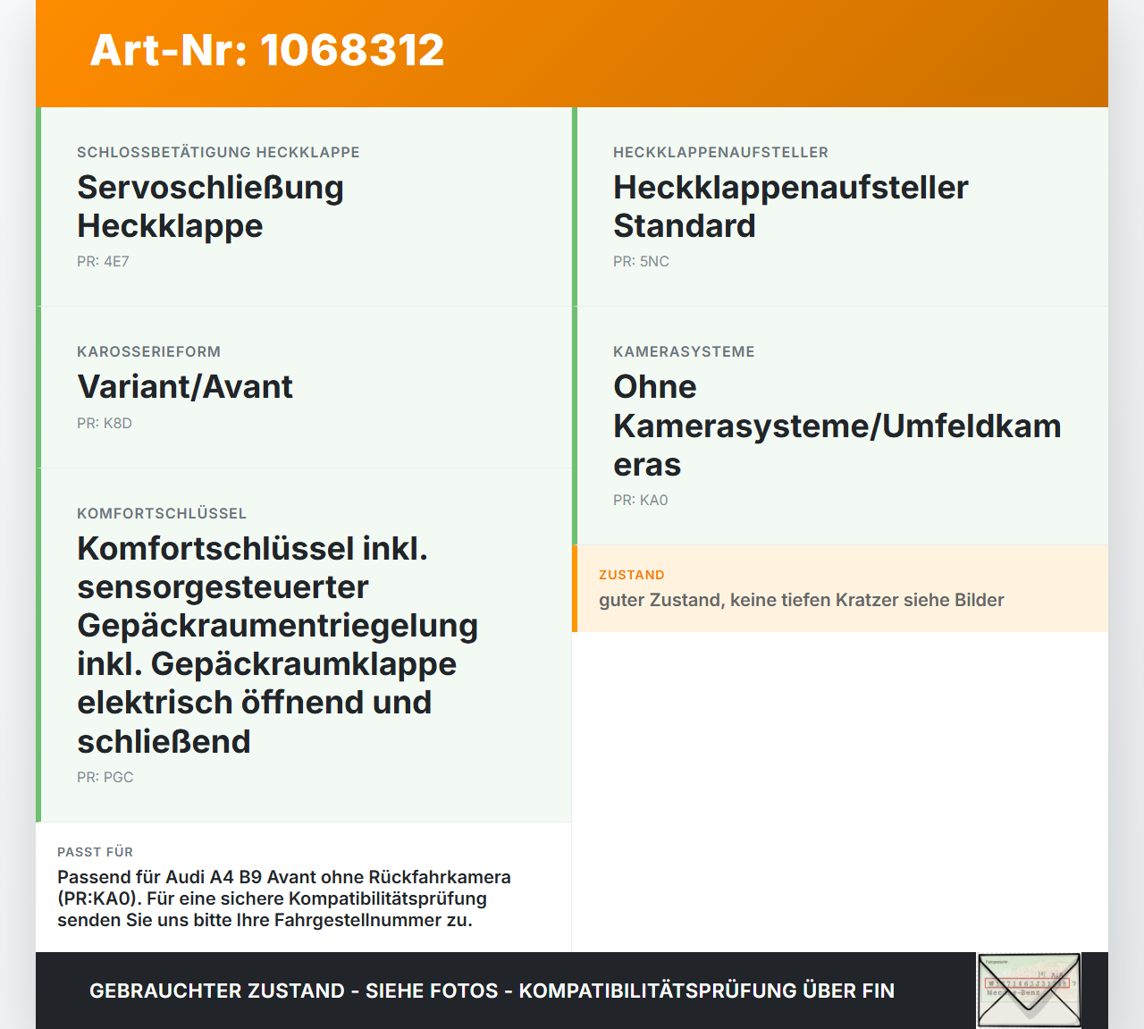 Audi A4 8W B9 19-24 Schalter Öffner Taster für Heckklappe Audi A4 8W B9 19-24 18.12.2015 3V0827566 3U0827566 gebraucht Vorschau 3
