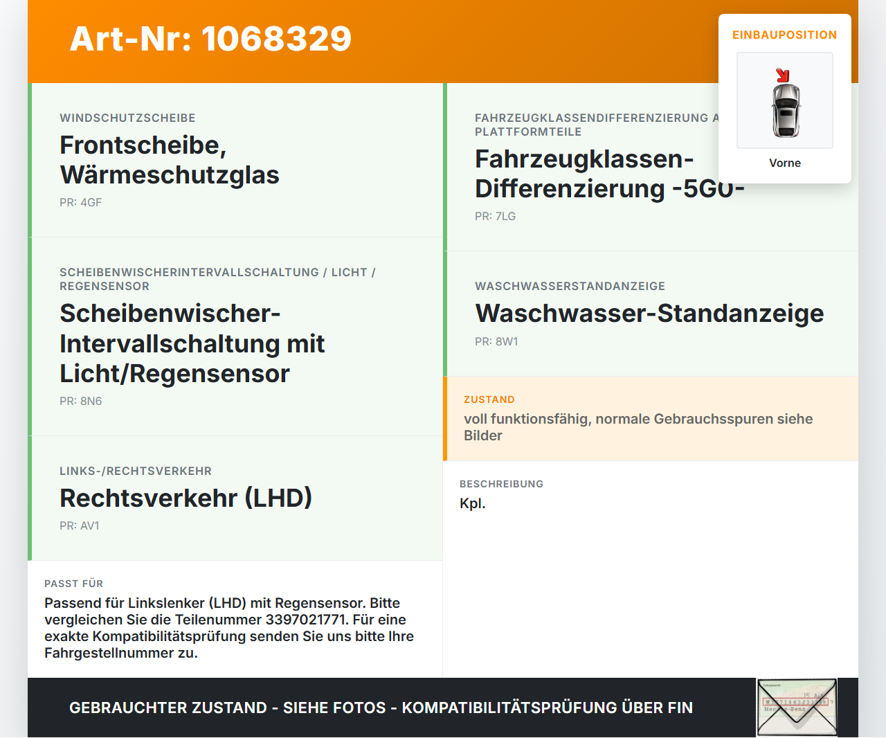 VW Golf VII 7 5G 17-20 Wischermotor m. Wischergestänge Vorne VW Golf VII 7 5G 17-20 22.11.2019 5G1955023D... Vorschau 3
