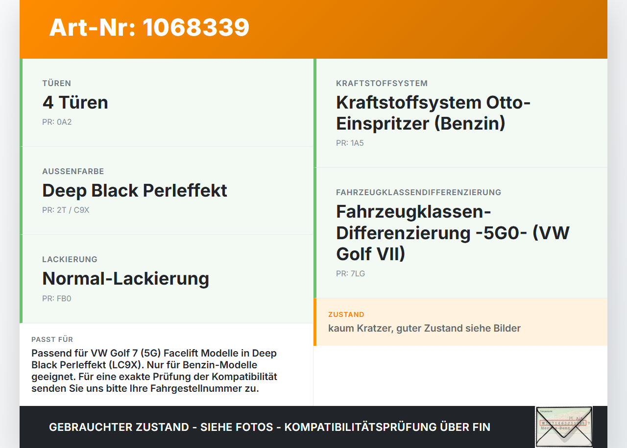 VW Golf VII 7 5G 17-20 Tankdeckel Tankklappe LC9X VW Golf VII 7 5G 17-20 22.11.2019 5G0809909 gebraucht Vorschau 3