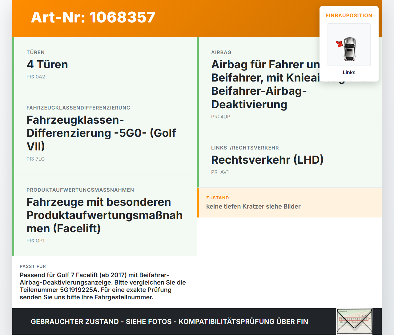 VW Golf VII 7 5G 17-20 Warnblinkschalter Schalter VW Golf VII 7 5G 17-20 22.11.2019 5G1919225A 5G1919225ARDW gebraucht Vorschau 3