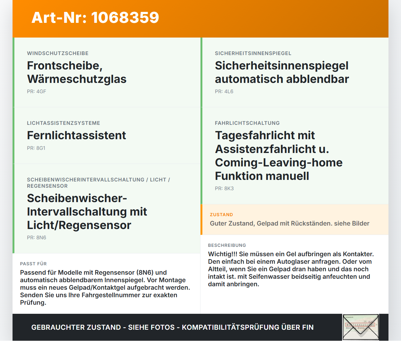 VW Golf VII 7 5G 17-20 Regensensor VW Golf VII 7 5G 17-20 22.11.2019 5Q0955547C 17021434-01 gebraucht Vorschau 3