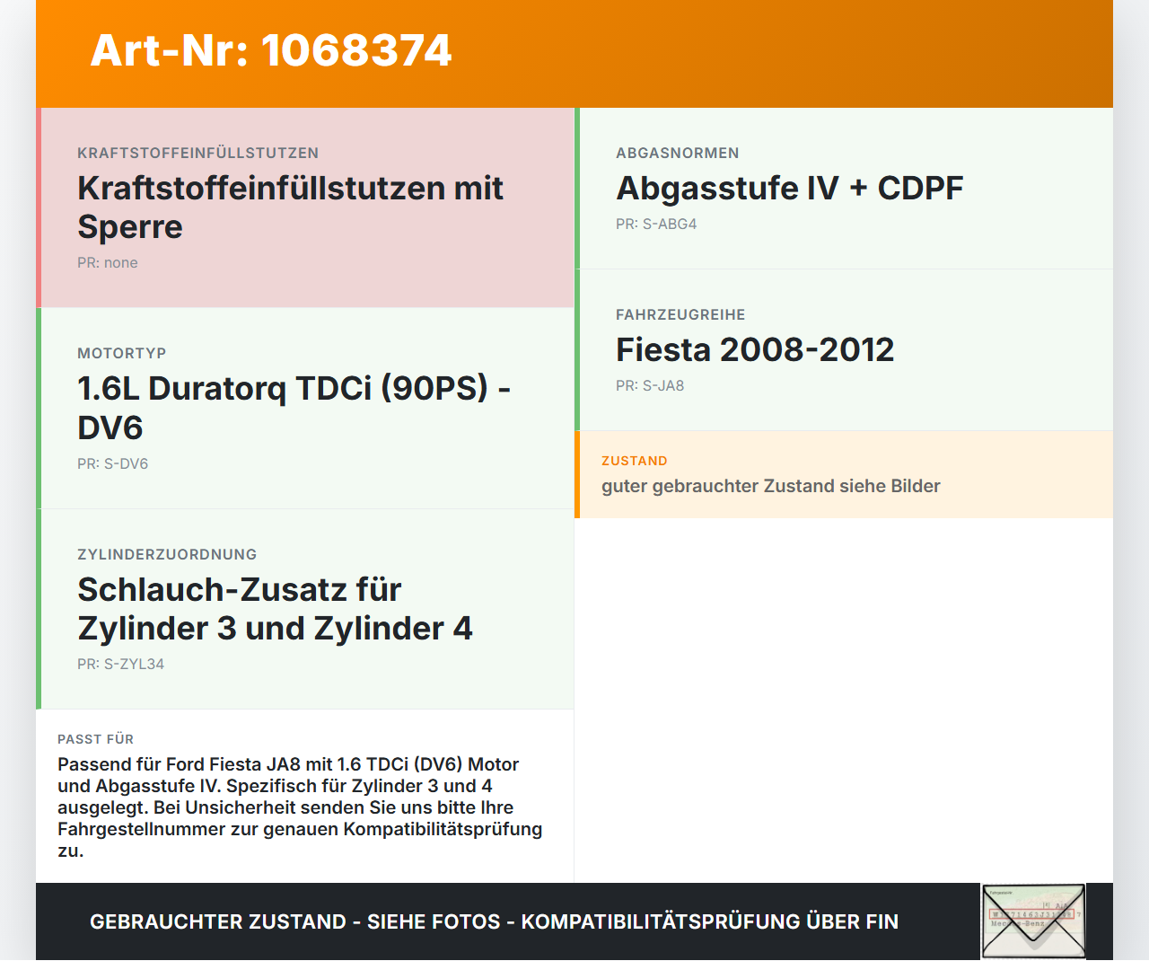 Ford Fiesta JA8 VII 08-12 TDCi 1,6 66KW Hochdruck Leitung Kraftstoffleitung Ford Fiesta JA8 VII 08-12 19.01.2009... Vorschau 3