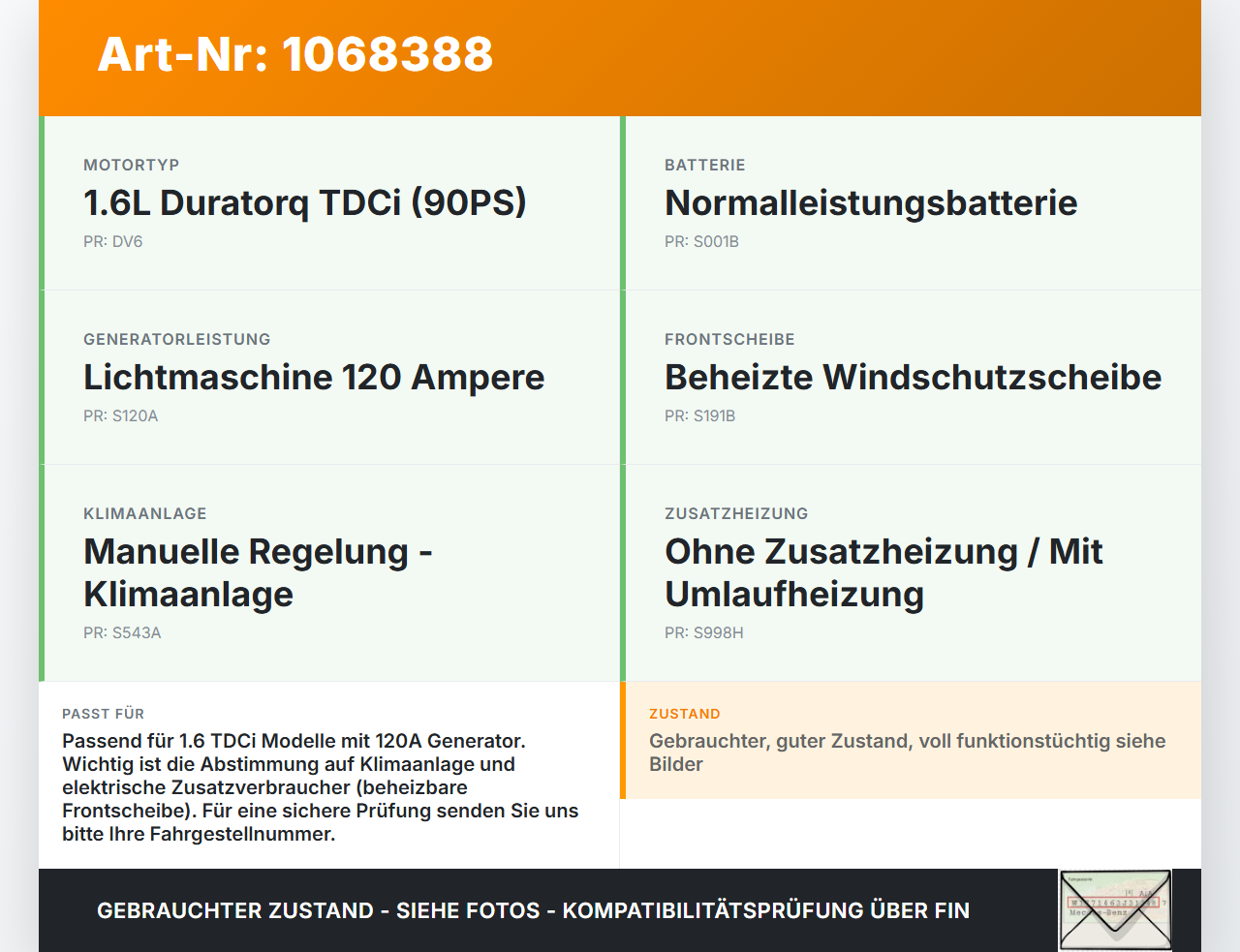 Ford Fiesta JA8 VII 08-12 TDCi 1,6 66KW Lichtmaschine Generator 120A 14V Ford Fiesta JA8 VII 08-12 19.01.2009... Vorschau 3