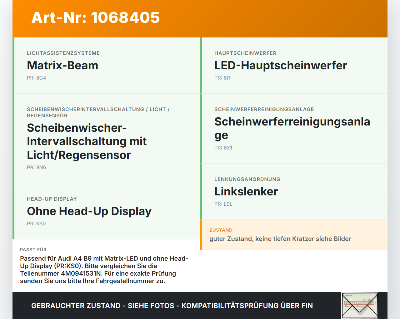 Audi A4 8W B9 19-24 Lichtschalter Schalter Audi A4 8W B9 19-24 18.12.2015 4M0941531N 10094684-06 gebraucht Vorschau 3