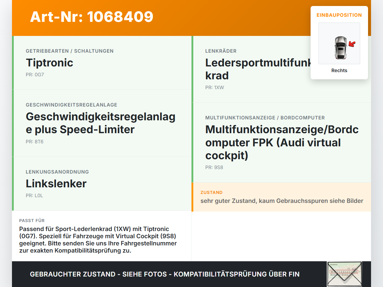 Audi A4 8W B9 19-24 Lenkradschalter Multifunktionstasten Schalter für Lenkrad Rechts Audi A4 8W B9 19-24 18.12.2015... Vorschau 3