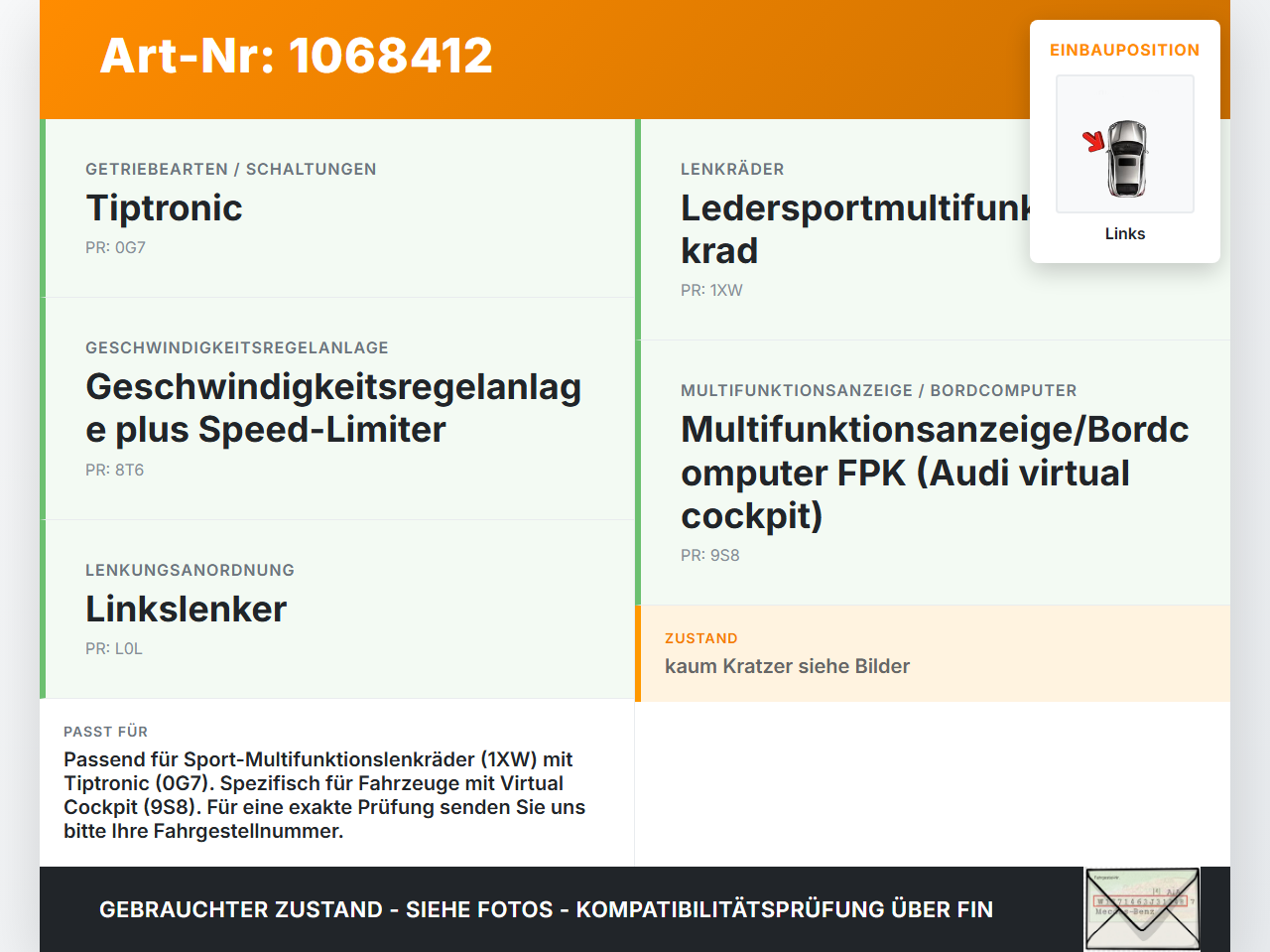 Audi A4 8W B9 19-24 Lenkradschalter Multifunktionstasten Schalter für Lenkrad Links Audi A4 8W B9 19-24 18.12.2015... Vorschau 3