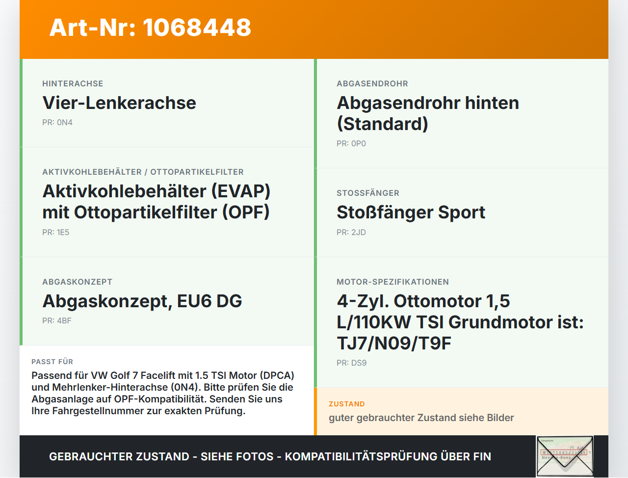 VW Golf VII 7 5G 17-20 TSI 1,5 110KW Endschalldämpfer Endtopf Auspuff VW Golf VII 7 5G 17-20 22.11.2019 5G6253609BP... Vorschau 3