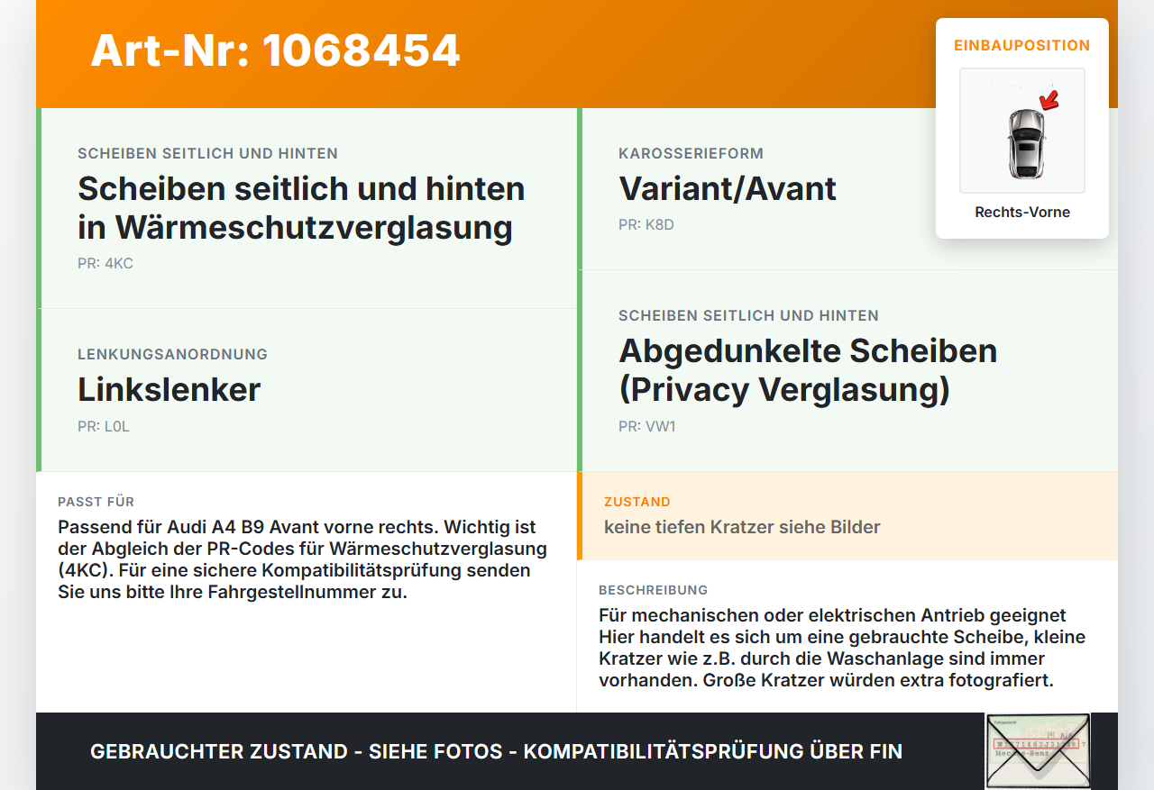 Audi A4 8W B9 19-24 Kombi RVK Seitenscheibe für Tür Türscheibe Rechts Vorne Audi A4 8W B9 19-24 18.12.2015... Vorschau 3