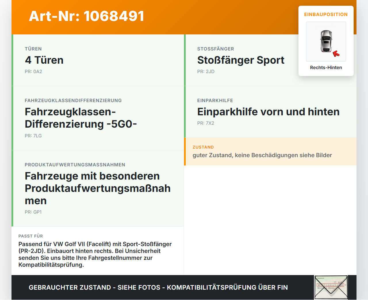 VW Golf VII 7 5G 17-20 5T Halter Träger Aufnahme Führung Rechts Hinten VW Golf VII 7 5G 17-20 22.11.2019 5G6807394... Vorschau 3