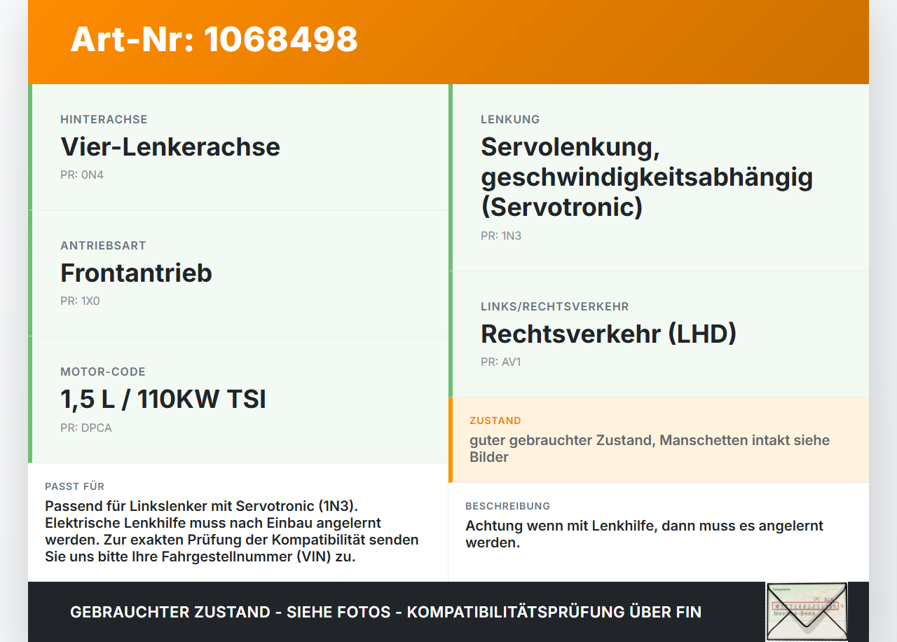VW Golf VII 7 5G 17-20 Lenkgetriebe Servolenkung mit Motor Elektrisch VW Golf VII 7 5G 17-20 22.11.2019 5Q1423055M... Vorschau 3