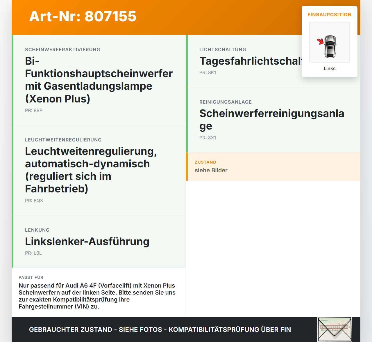 Audi A6 4F 6C 05-08 TDI 2,7 132KW Innenverkleidung für Scheinwerfer Links Audi A6 4F 6C 05-08 30.11.2005 gebraucht Vorschau 3