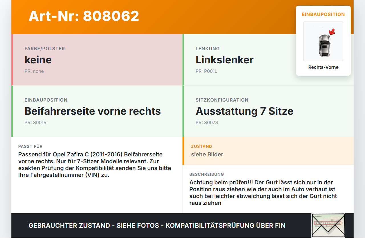 Opel Zafira C 11-16 Gurt Sicherheitsgurt Gurtstraffer für Beifahrer Rechts Vorne Opel Zafira C 11-16 06.10.2015... Vorschau 3