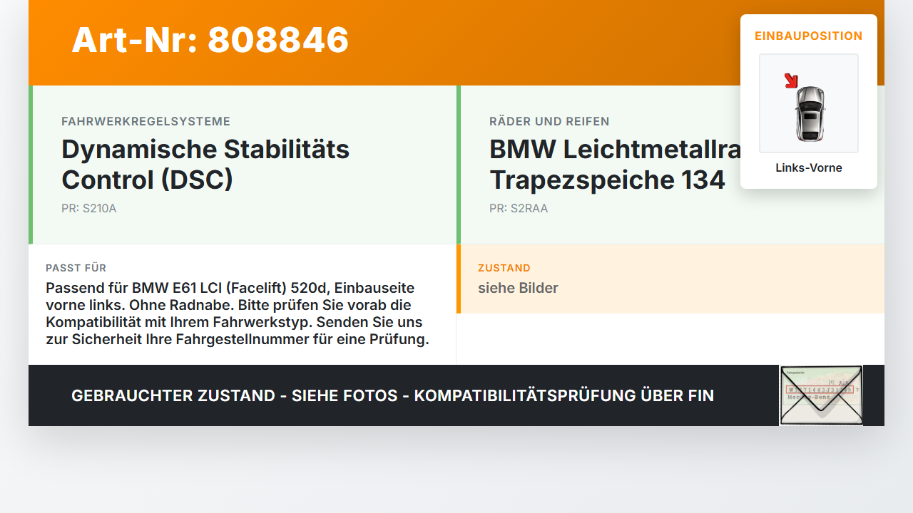 BMW E61 520d LCi 07-10 2,0d 130KW Achsschenkel Träger ohne Radnabe Links Vorne BMW E61 520d LCi 07-10 05.11.2007... Vorschau 3