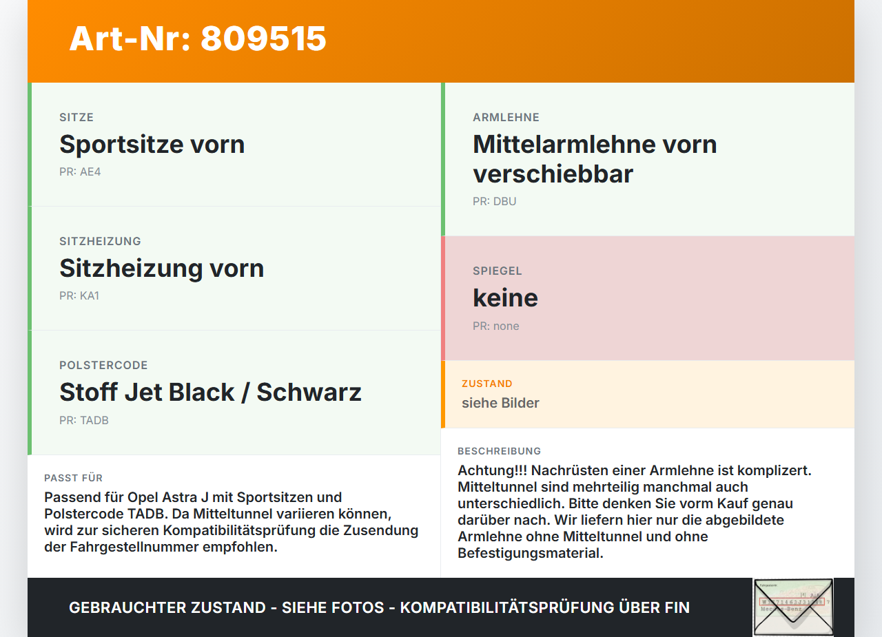 Opel Astra J 12-18 Armlehne Mittelarmlehne Auflage Opel Astra J 12-18 05.05.2015 gebraucht Vorschau 3