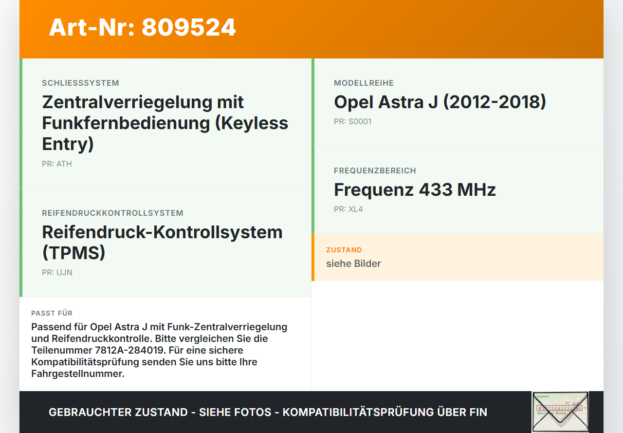 Opel Astra J 12-18 Antenne Zentralverriegelung Empfänger Opel Astra J 12-18 05.05.2015 7812A-284019 28.4019-2805.3... Vorschau 3