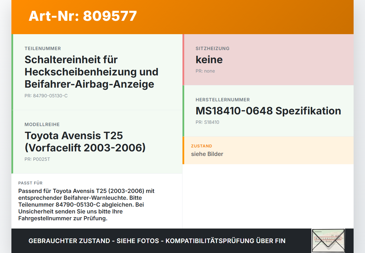 Toyota Avensis T25 03-06 Heckscheibenheizung Schalter Passengertaste Toyota Avensis T25 03-06 06.07.2005... Vorschau 3
