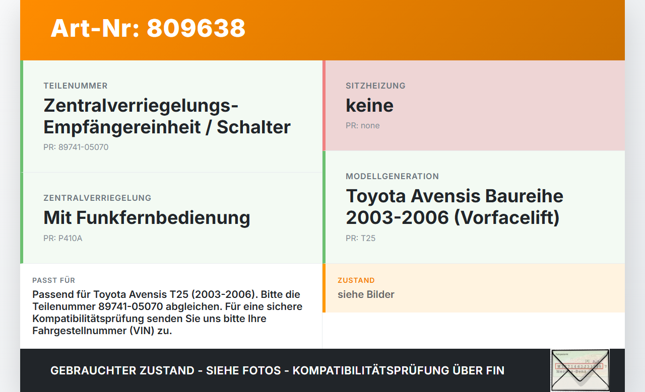 Toyota Avensis T25 03-06 Schalter Zentralverriegelung Verriegelung Toyota Avensis T25 03-06 06.07.2005 89741-05070... Vorschau 3