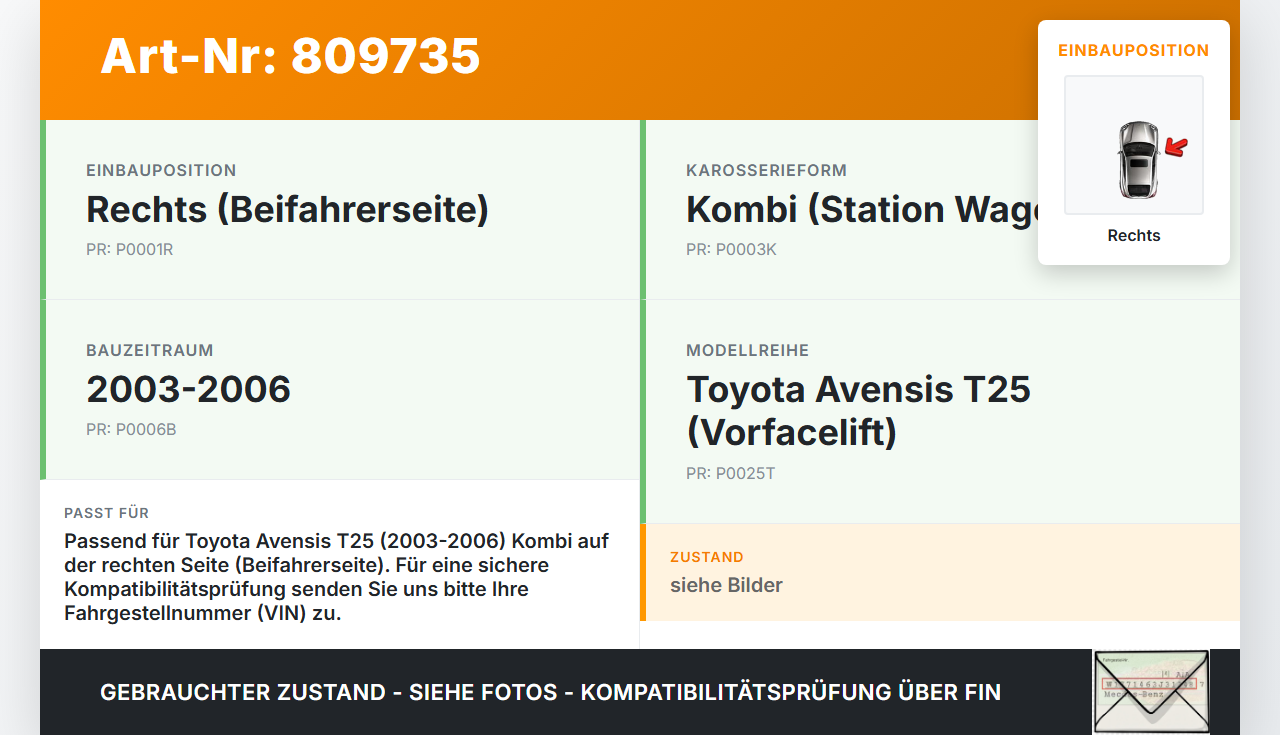Toyota Avensis T25 03-06 Kombi Scharnier für Motorhaube Motorhaubenscharnier Rechts Toyota Avensis T25 03-06... Vorschau 3