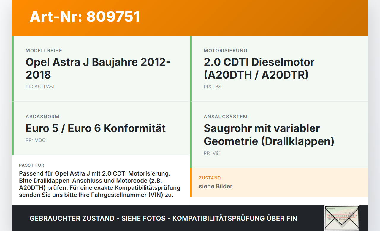 Opel Astra J 12-18 CDTi 2,0 121KW LBS A20DTH Ansaugbrücke Ansaugkrümmer mit Drallklappen Opel Astra J 12-18... Vorschau 3