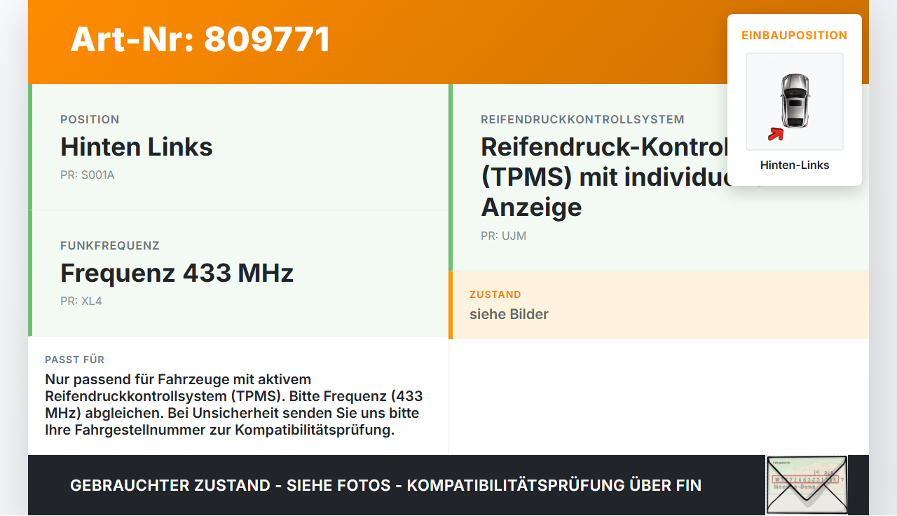 Opel Astra J 12-18 Reifendruck Sensor Radsensor Reifendrucksensor Hinten Links Opel Astra J 12-18 05.05.2015 RDE033... Vorschau 3