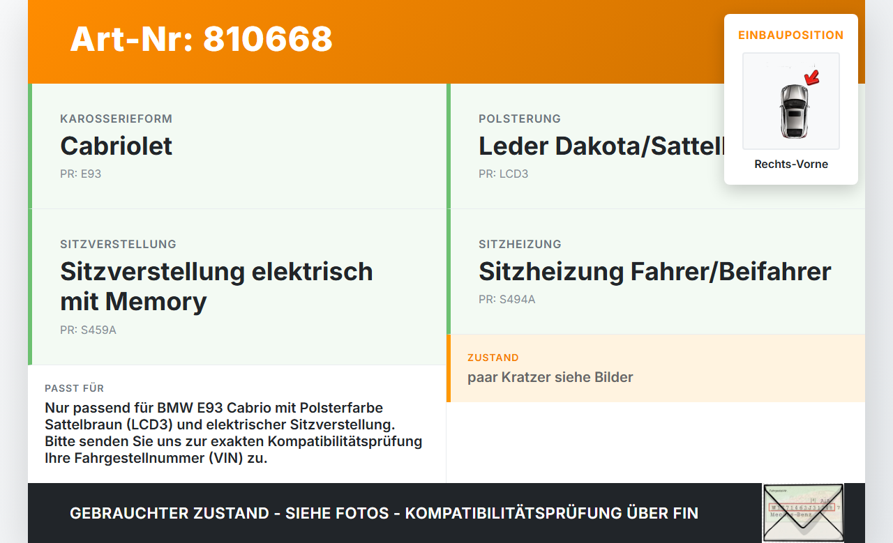 BMW E93 325i 07-10 Cabrio Blende Innen Seitenverkleidung für Beifahrersitz Rechts Vorne BMW E93 325i 07-10... Vorschau 3