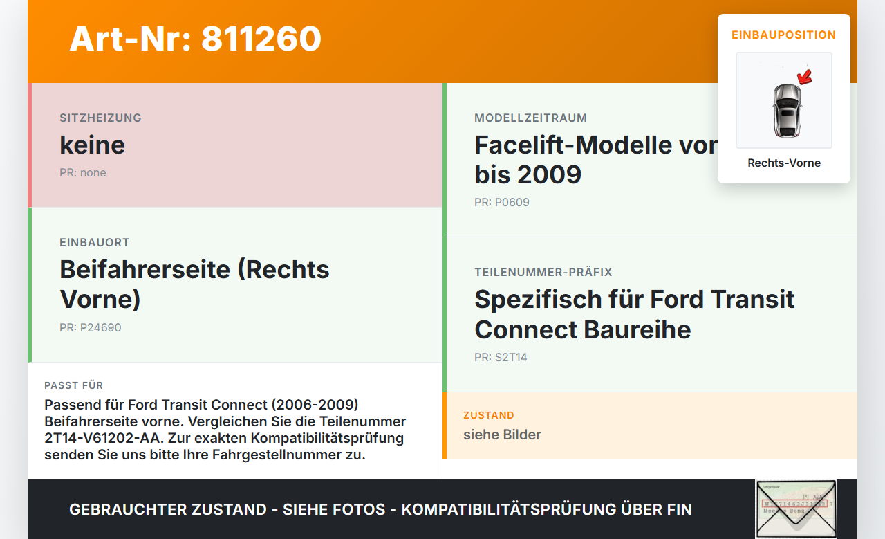Ford Connect 06-09 Gurtschloss Rechts Vorne Ford Connect 06-09 22.08.2008 2T14-V61202-AA 246900A gebraucht Vorschau 3