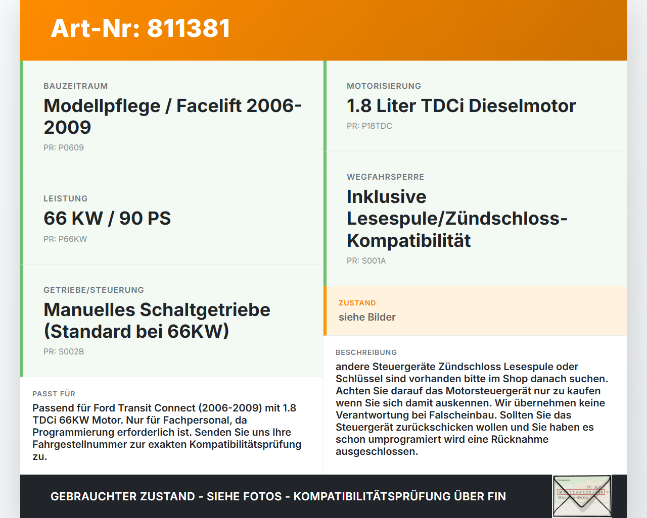 Ford Connect 06-09 TDCi 1,8 66KW Steuergerät ECU für Motor Motorsteuergerät Ford Connect 06-09 22.08.2008... Vorschau 3