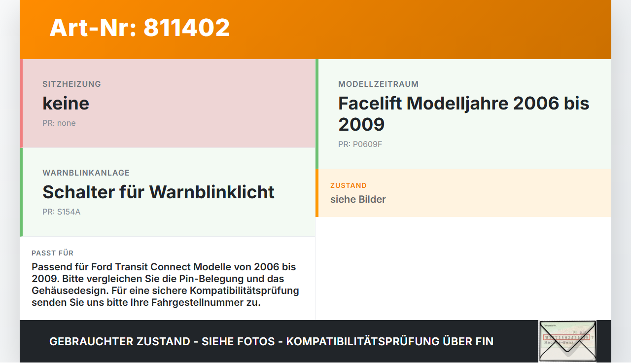 Ford Connect 06-09 Warnblinkschalter Schalter Ford Connect 06-09 22.08.2008 gebraucht Vorschau 3